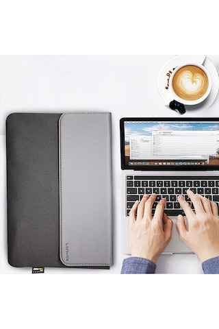 Lenyes Lb503 Darbe Emici Su Geçirmez Pu Cordura Kumaş 13-14 İnç Laptop Çantası Siyah Siyah