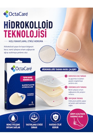 Hidrokolloid Topuk Bandı 5 Adet Su Geçirmez Topuk Koruyucu Nasır Ve Su Toplamasına Karşı Koruma