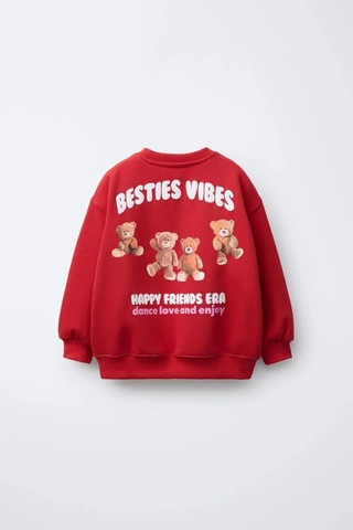 Poala Kids Bear Sweatshirt Kırmızı