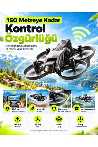 720p Kameralı Wifi Fpv Drone Çift Bataryalı 150 Metre Kontrol Mesafeli Tek Tuş Kalkış İniş 360 Takla