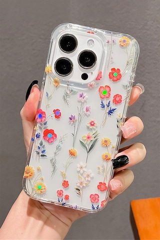Apple iPhone Uyumlu 16 Plus Kılıf Solmayan Imd Baskı Desenli, Şeffaf Tpu+pc Botanik Kapak