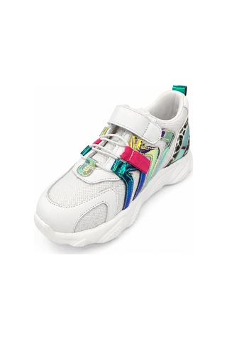 Papucumun Dünyası Kız Çocuk Hakiki Deri Çok Renkli Şık Sneaker Beyaz