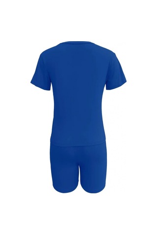 Gülsüm Aydın Kadın Kısa Kollu Çapa Baskılı Viskon Ikili Takım Saks Mavi