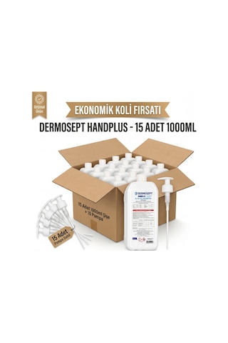 Dermosept Handplus El Ve Cilt Antiseptiği 1000 Ml %70 Alkol Bazlı Hijyenik El Dezenfektanı X 15 Adet