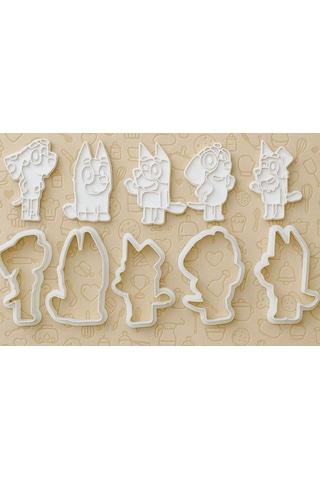 Bluey Temalı Kurabiye Kalıbı Seti - Sevimli Karakter Şekilli Kurabiye Fondan Kalıpları Beyaz