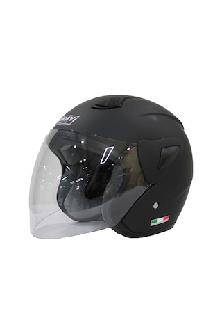 Sway SW-733 Şeffaf Camlı Açık Motosiklet Kaskı Mat Siyah