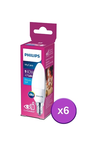 Philips Led 40W Mum Ampul Beyaz Işık E14 Ince Duylu 6Lı