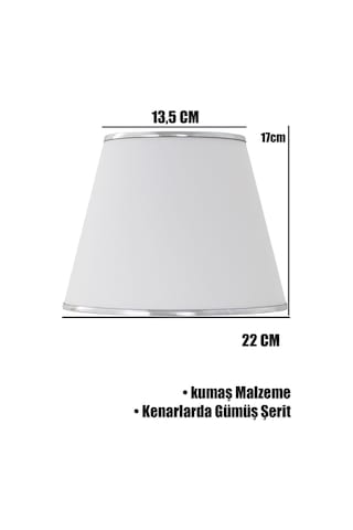 Beyaz Gümüş Şeritli İkili Modern Abajur Şapkası Beyaz