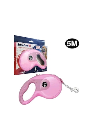 Eurodog Otomatik Tasma Yumuşak Doku Pembe 5m Pembe
