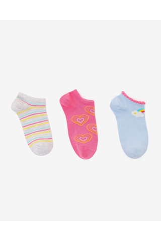 Skechers 2'li Paket Funny Feet Bilekli Çorap Büyük Kız Çocuk Pembe-mavi-gri Sk2520122-3474