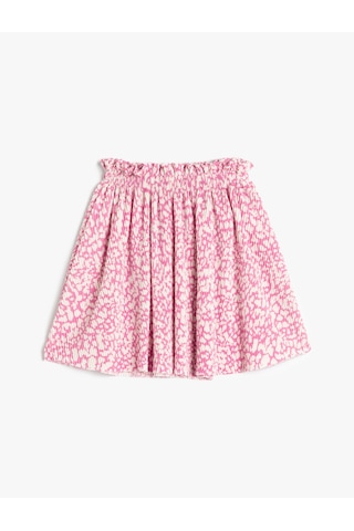 Koton Etek Çiçekli Beli Lastikli Pilili Pembe Desenli 3skg70051ak Pembe