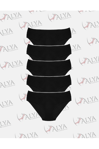 Alya Underwear Kadın Pamuklu Hipster - Slip Külot 5 Farklı Renk 1 Pakette Siyah