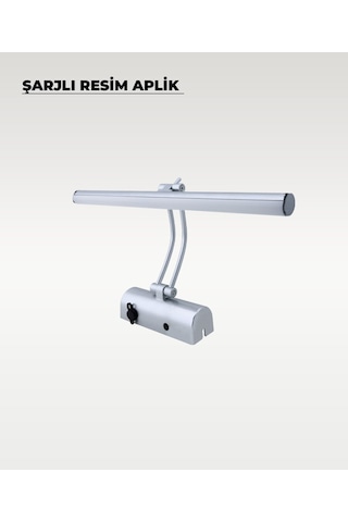 Şarjlı Krom Flüt Aplik 3200k Sarı Işık Elektrik Gerektirmez Krom