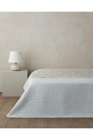 English Home Alba Bloom Çift Kişilik Çok Amaçlı Örtü 200x220 Cm Mavi Mavi