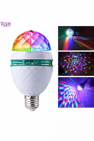 E27 Renkli Led Döner Başlıklı Disko Topu Ampul 3 W 1 E27 Renkli Led Döner Başlıklı Disko Topu Ampul 3 W 1