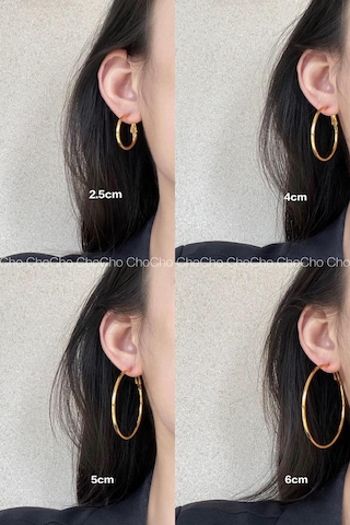 By Zeyna Aksesuar Kadın 316 L Çelik 3 Cm Halka Küpe-5061 Altın