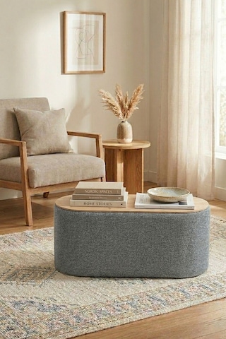 Contes Bohem Sandıklı Orta Sehpa Puf/bench , Gri