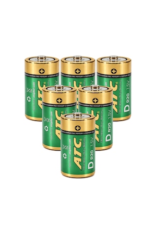 Atc 6lı Büyük Boy Pil R20 D-size Pil D Boy Pil Oyuncak Pili Çinko Karbon Pil Zn-c 1.5 V