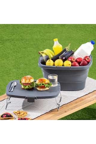 Porsima 07-1304 Katlanır Piknik Sepeti Masalı 21 L Antrasit