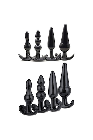 Erofoni Yeni Nesil 4 Adet Farklı Boyda Anal Açıcı Gevşetici Siyah Zenci Plug Seti