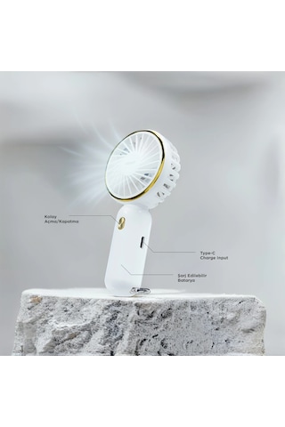 Everest Efn11, Beyaz, 3 Kademeli Hız, Elde Kullanım, Dahili 900mah Bataryalı, Type-c Şarj Girişli, V