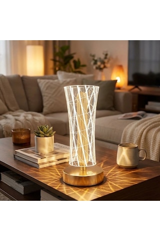 River World 3 Renk Işık Modlu Dekoratif Şarjlı Kristal Çizgi Model Silindirik Çok Renkli