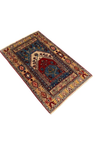El Dokuma Hatalı Yahyalı Seccade Namazlık 100x157 Kök Boya Yün Halı Renkli
