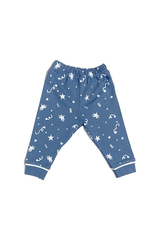 Babysena Yıldız Desenli Erkek Bebek Pijama Takımı İndigo
