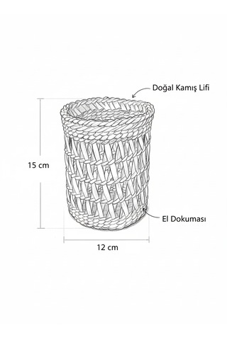 Dekoratif Desenli Doğal Hasırdan Otantik Kaşıklık Açık Kahverengi
