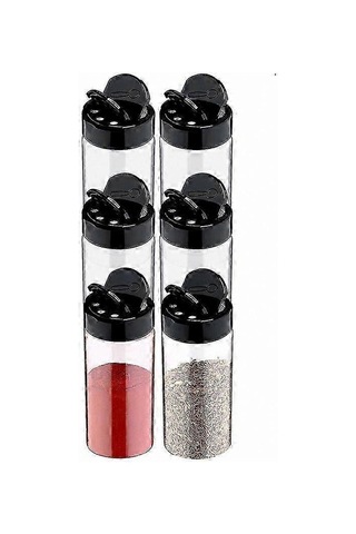 Baharat Tozları Ve Otların Mutfakta Saklanması İçin Çalkalayıcı Kapaklı Şeffaf Plastik Baharat Kavanozları -