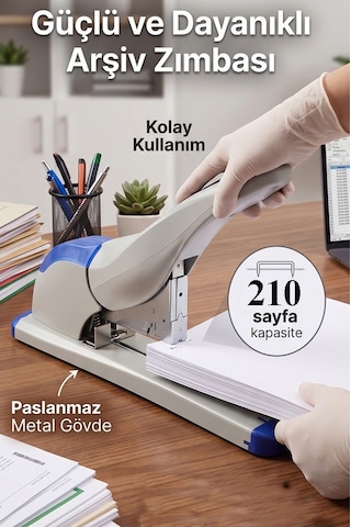Büyük Boy Zımba Makinesi 1 Adet Kangaro Ds-23s24fl Arşiv Tipi Zımba Makinası 210 Yaprak Kapasiteli Büro Zımba Teli Kollu