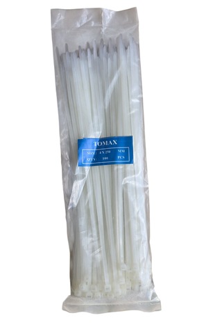 Tomax 4x250 Mm Plastik Kilitli Kelepçe 100 adet BEYAZ
