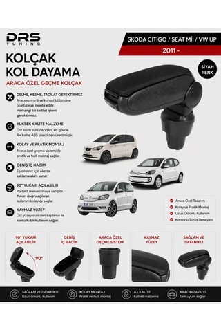 Skoda Citigo / Seat Mii / Volkswagen Up 2011 - 2020 Kolçak Kol Dayama Siyah