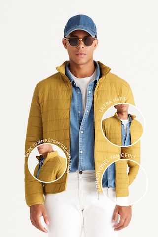 Ac&Co / Altınyıldız Classics Standart Fit Normal Kesim Dik Yaka Erkek Mont Sarı