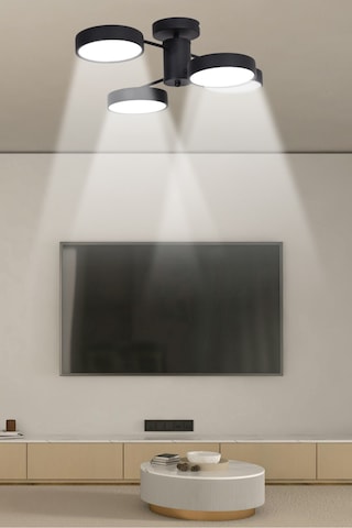 Karam Modern Salon Yatak Odası Giyinme Odası Mutfak Beyaz Işık Ledli Siyah Renk 4 Lü Led Avize Siyah Siyah