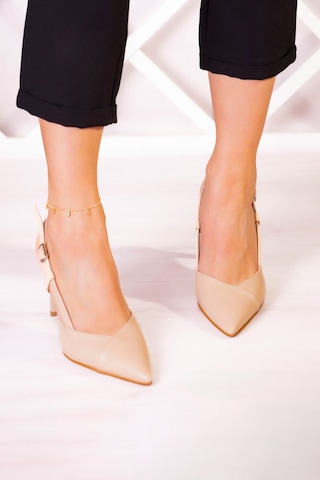 Erkan Saçmacı Sacha Ten Arkası Açık İnce Topuklu Ayakkabı Ten