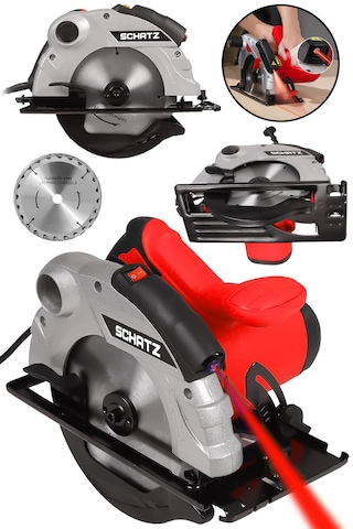 Schatz Profesyonel 1400w Metal Şanzıman Lazerli Daire Testere Bakır Sargılı Sunta Kesme Makinesi Kırmızı