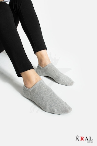 Kral Socks Kadın - Erkek 8 Li - 8 Çift Pamuklu Terletmez Yazlık Görünmez Çorap Seti Gri