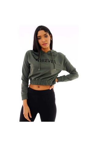 Gugus Unisex Basic Kapüşonlu Sweatshirt Haki