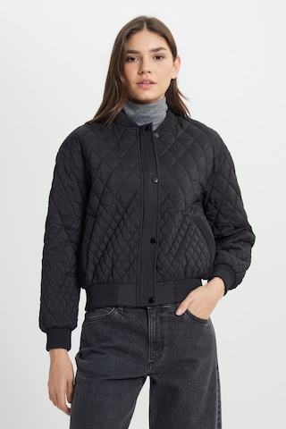 Loose Fit Rahat Kesim Kapitone Detaylı Siyah Bomber Ceket W242741001 Siyah