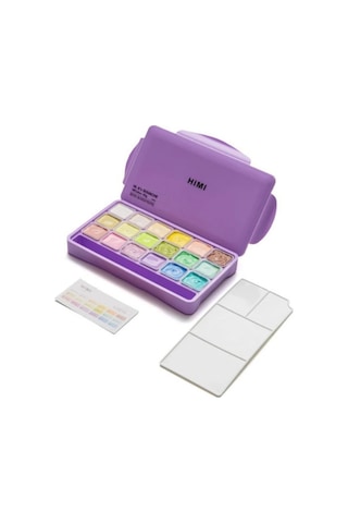 Himi Twin Cup Gouache Set- 48 Colours Green Case Çoklu