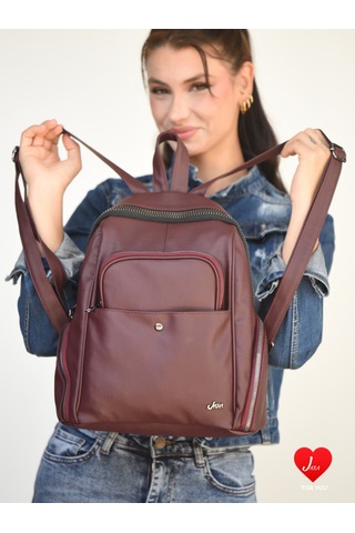 Jara Bag Freya Kadın Sırt Çantası Şık, Yumuşak Dokulu Ve 5 Bölmeli Bordo