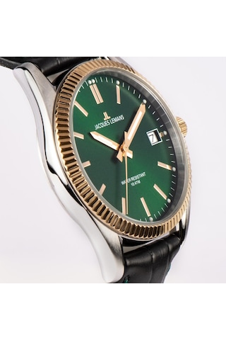 Jacques Lemans Jl.50-4w Quartz Deri Siyah Yeşil Kadran 10 Atm 34 Mm Kadın Kol Saati Gri