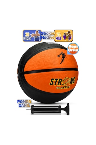 Telvesse Strong Basketbol Topu Pompalı Full Kauçuk Dayanıklı Deep Channel Kabartma No:7 B12 Turuncu