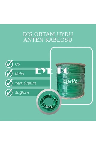 40 Metre Rg6/u6 Full Hd 3d 4k Anten Tv Çanak Uydu Yeşil Dış Ortam 40 Metre Rg6/u6 Full Hd 3d 4k Anten Tv Çanak Uydu Lnb Kablosu Gold Uçlu F Konnektör Takılı Hazır Yeşil Dış Ortam 40 M