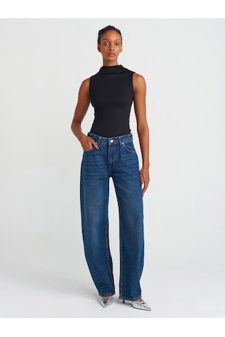 Dilvin 71747 Düşükbel Baggy Denim Pantolon Tint