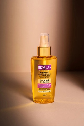Keratin & Kolajen Onarıcı Dolgunlaştırıcı Saç Bakım Yağı 100 Ml İnce Yıpranmış Saçlar 3'lü