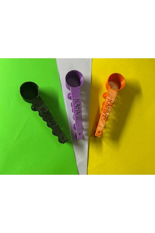 Kahve Yazılı Ağaç Gövdesi Saplı Kahve Ölçü Kaşığı 6 Lı Set Dekoratif & Ergonomik Çok Renkli