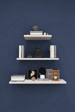 Asra Trend Modern Duvar Rafı DRF-02 %100 MDF 3'lü Dekoratif Organizer Kitaplık Beyaz