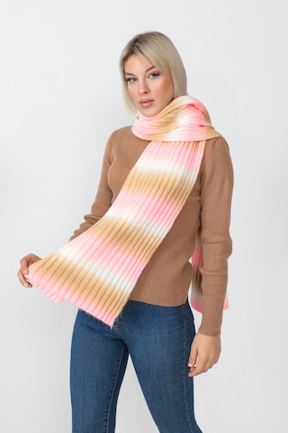 Çizgi Geçişli Çok Renkli Atkı 23aj0014-pembe Pembe